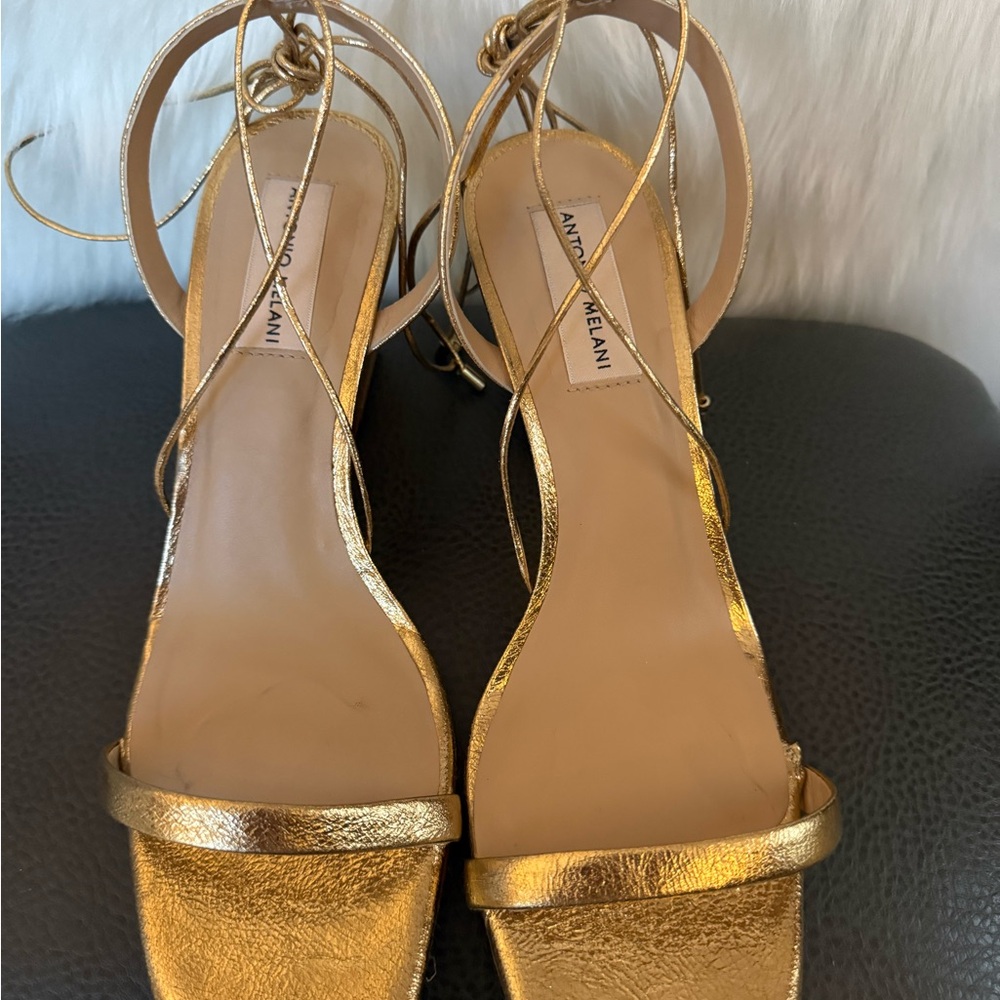 ANTONIO MELANI Metallic Gold Sandals